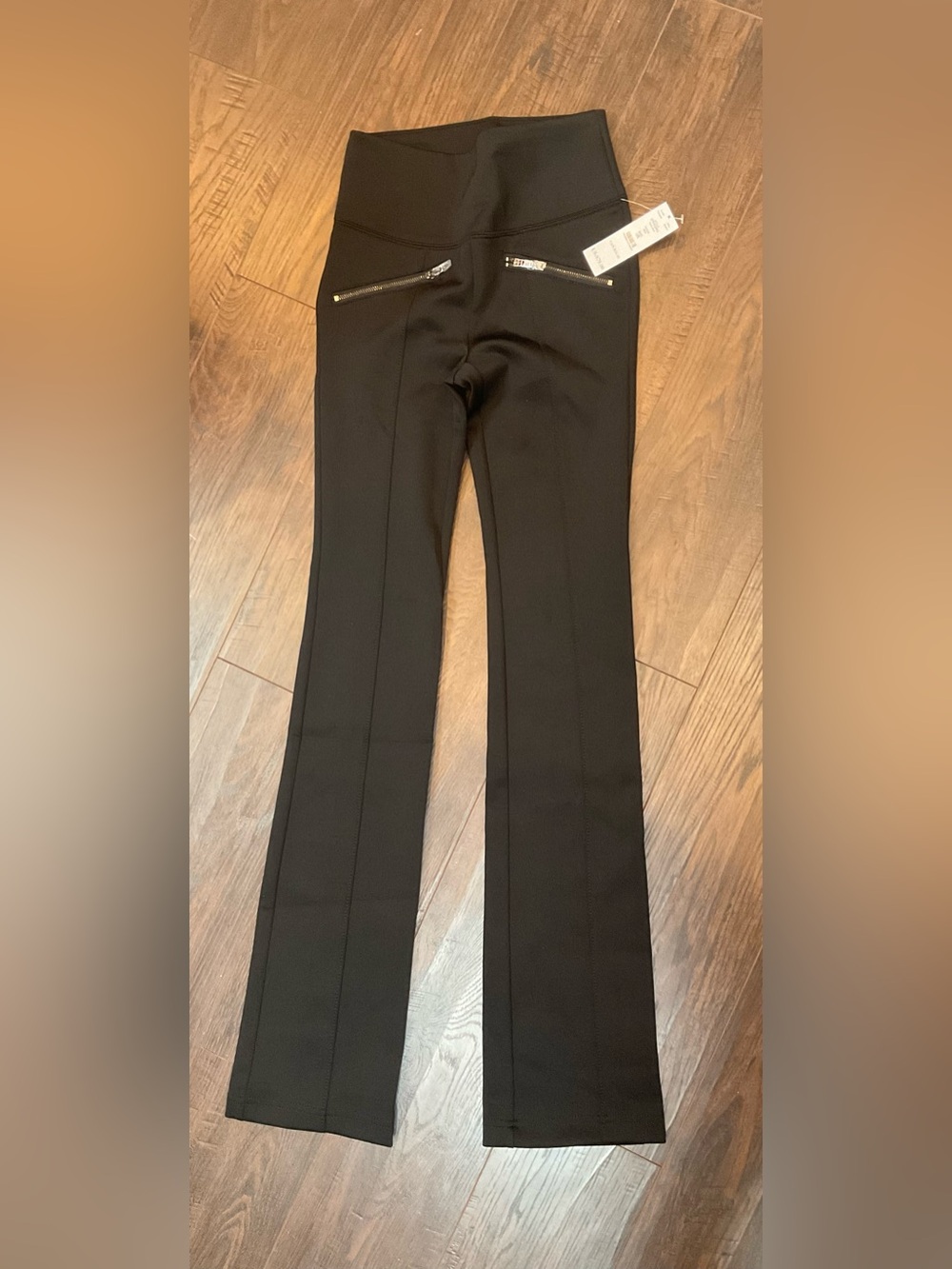 White House Black Market Black Bootcut Pants with Front Zip Details